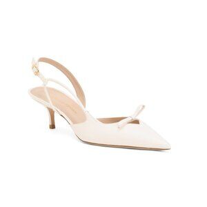 STUART WEITZMAN Seashell Made In Spain Leather Tully 50 Slingback Heels